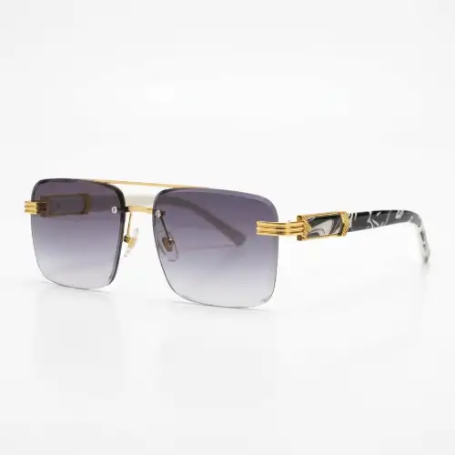 Rimless Gold Square Sunglasses with Gradient Lenses | Nigah - View 2
