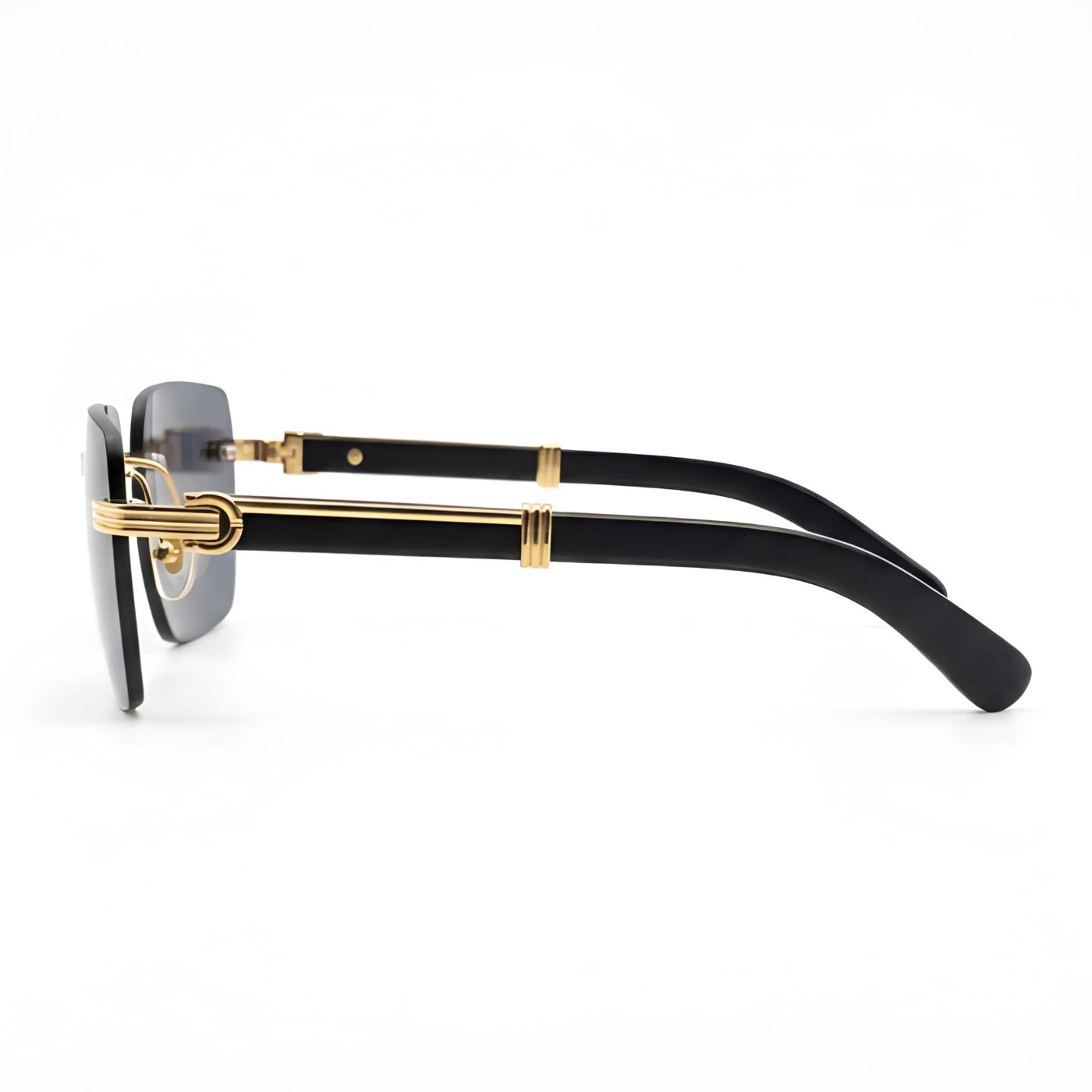 Rimless Square Sunglasses Black & Gold Luxury | NIGAH - View 2