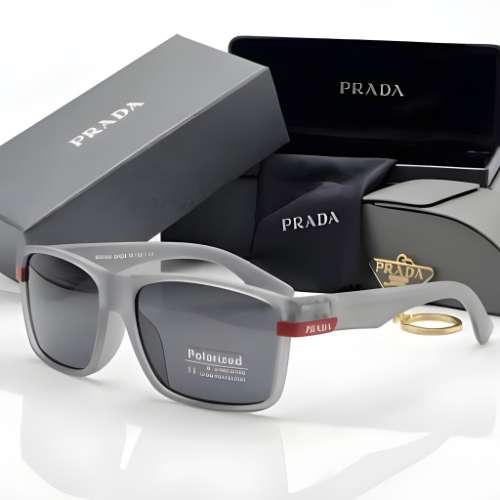 Sporty Square Sunglasses Frosted White Frame Red Accents - View 3