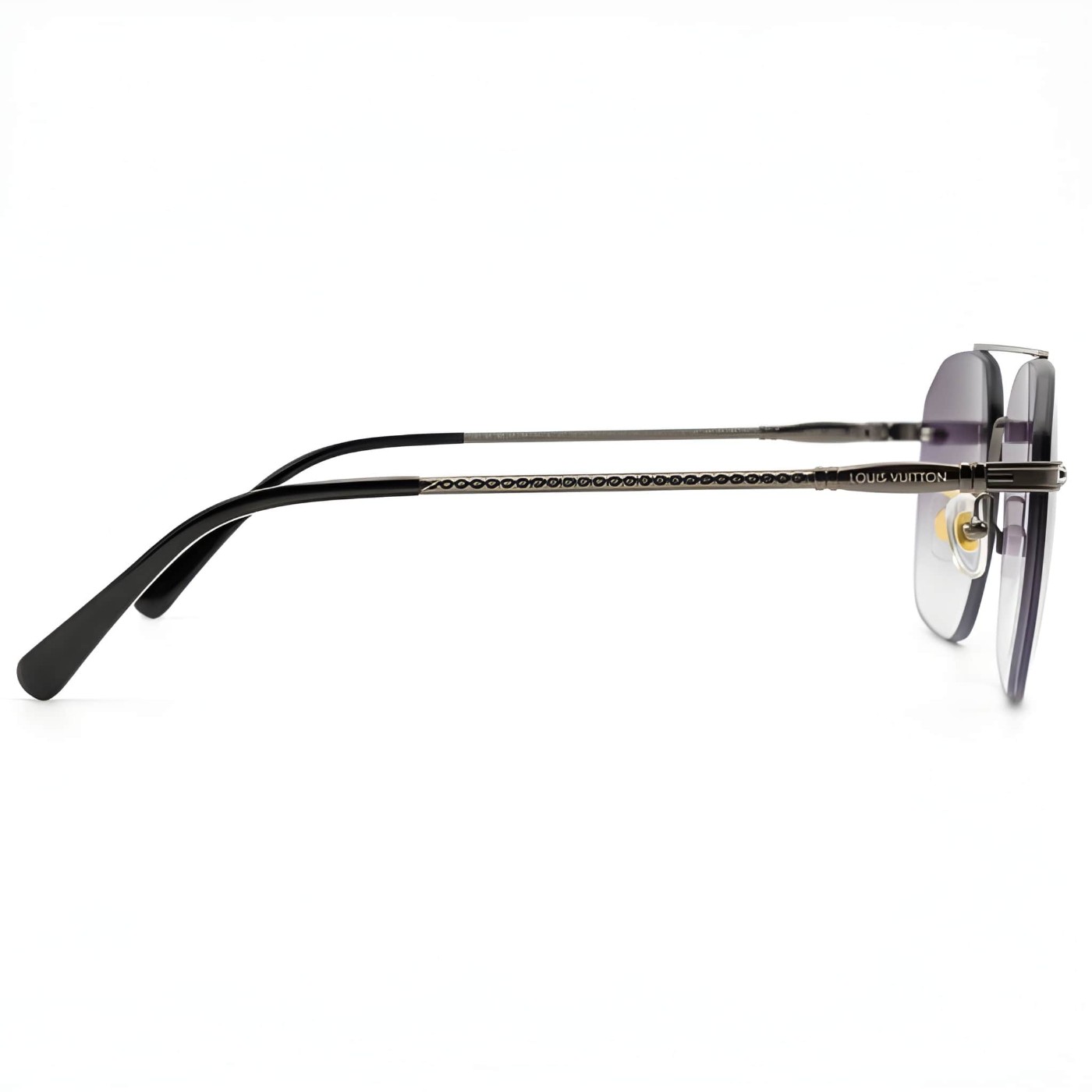 Rimless Aviator Sunglasses Silver Frame Purple Gradient Lens - View 2