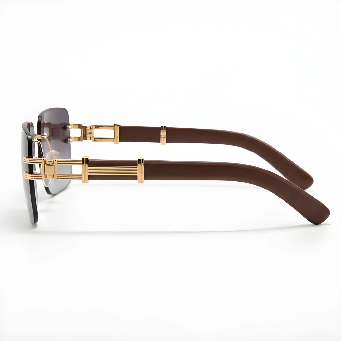 Rimless Square Sunglasses Gold & Purple Lens Eyewear - View 2