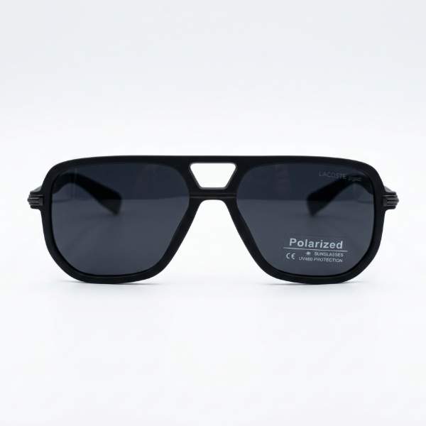 Lacoste Matte Black Polarized Aviator Sunglasses