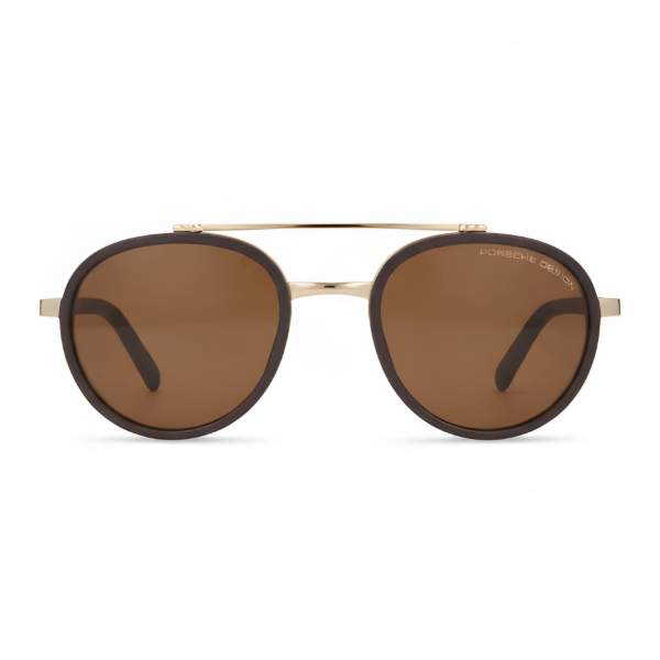 Luxury Brown Round Double Bridge Sunglasses