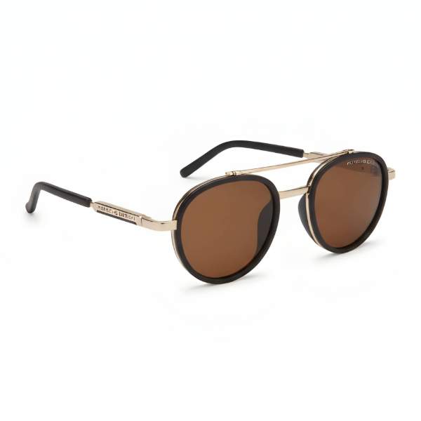 Luxury Brown Round Double Bridge Sunglasses - View 2