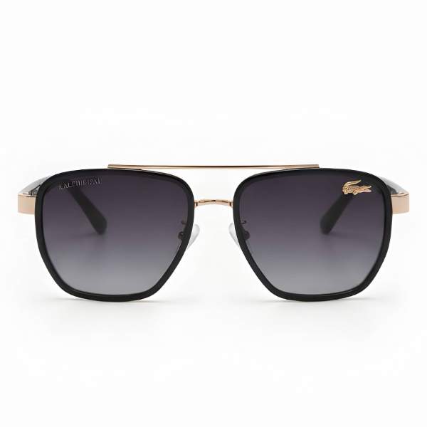 Luxury Black Navigator Sunglasses with Gold Double Bridge | Lacoste