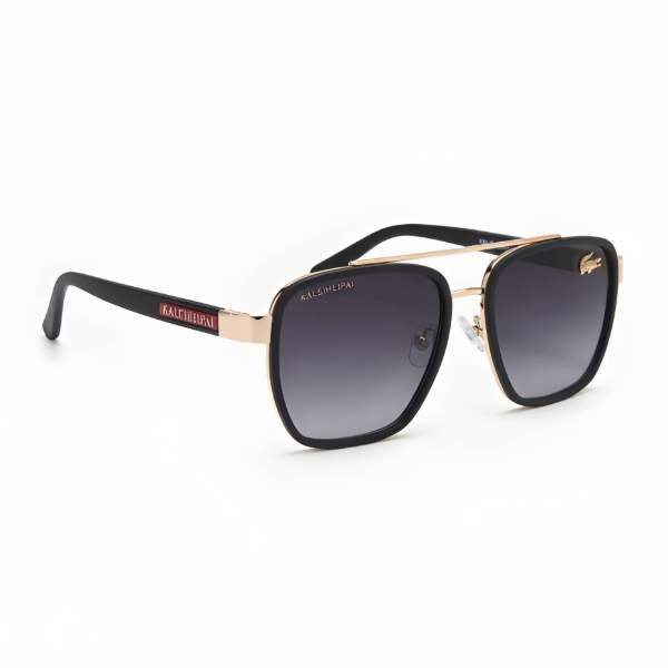 Luxury Black Navigator Sunglasses with Gold Double Bridge | Lacoste - View 2