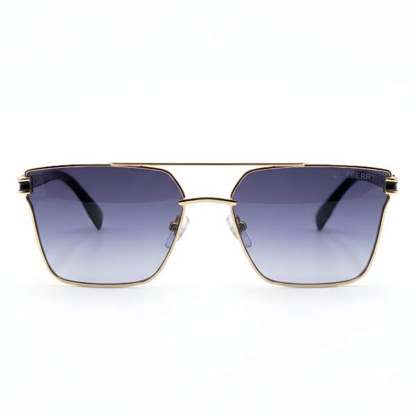 Square Aviator Sunglasses Gold Frame Blue Gradient Lens