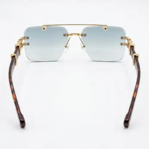 Rimless Gold Photochromic Glasses with Wood Arms | Nigah - View 2