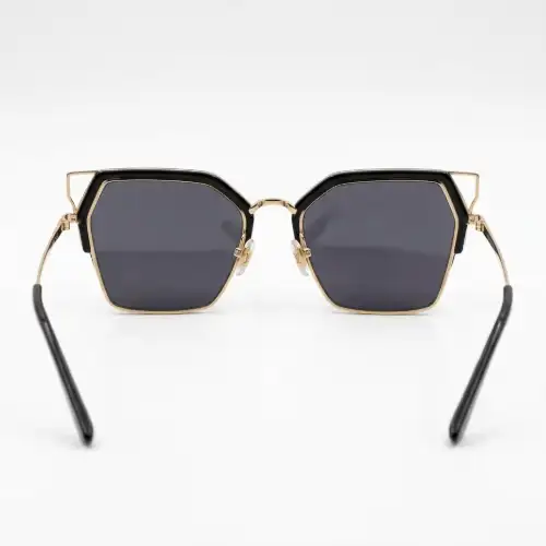 Black Gold Geometric Cat Eye Sunglasses for Women - View 2