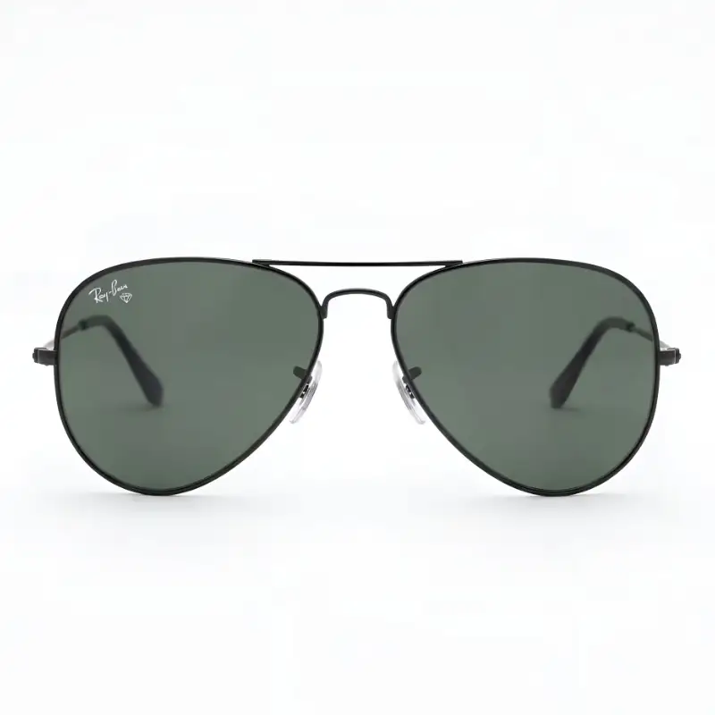 Unisex Black Aviator Sunglasses Green Lenses | Nigah