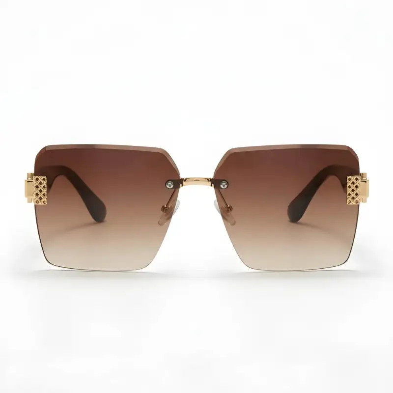 Women’s Rimless Square Sunglasses Brown Gradient | Nigah