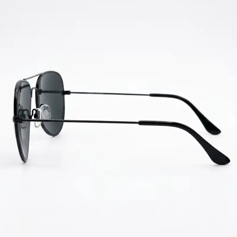 Unisex Black Aviator Sunglasses Green Lenses | Nigah - View 2