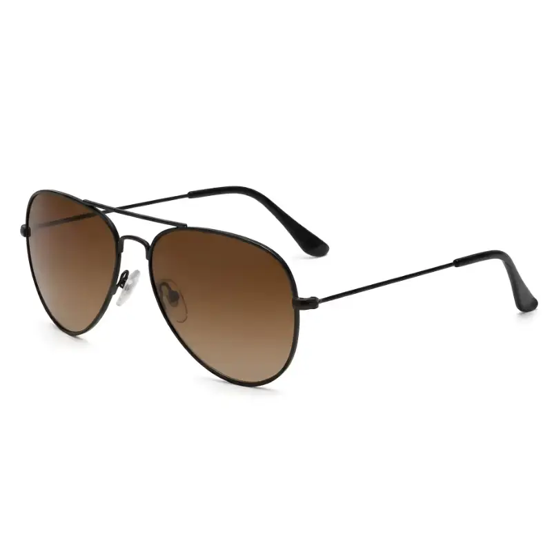 Unisex Black Aviator Sunglasses Brown Lenses | Nigah - View 2