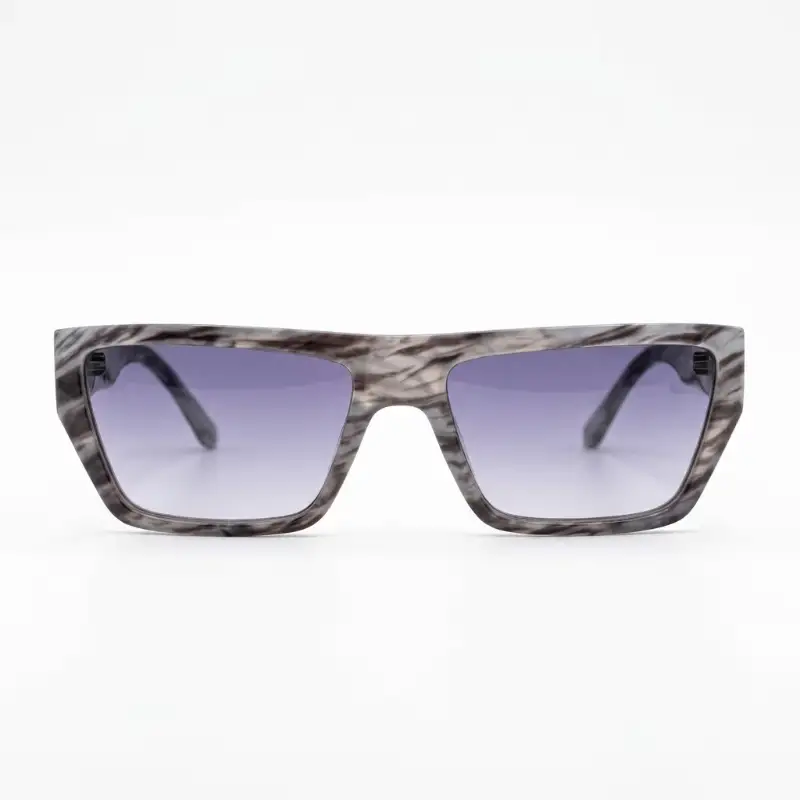 Grey Marble Flat Top Sunglasses with Gradient Lenses | Nigah