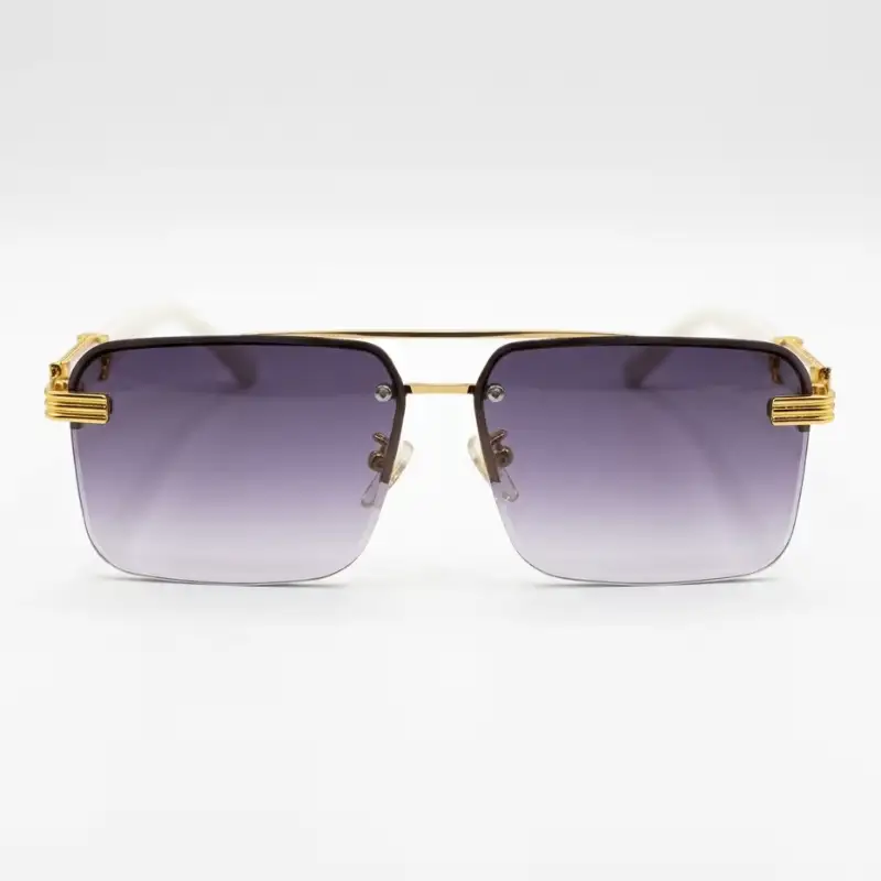 Rimless Gold Square Sunglasses with Gradient Lenses | Nigah