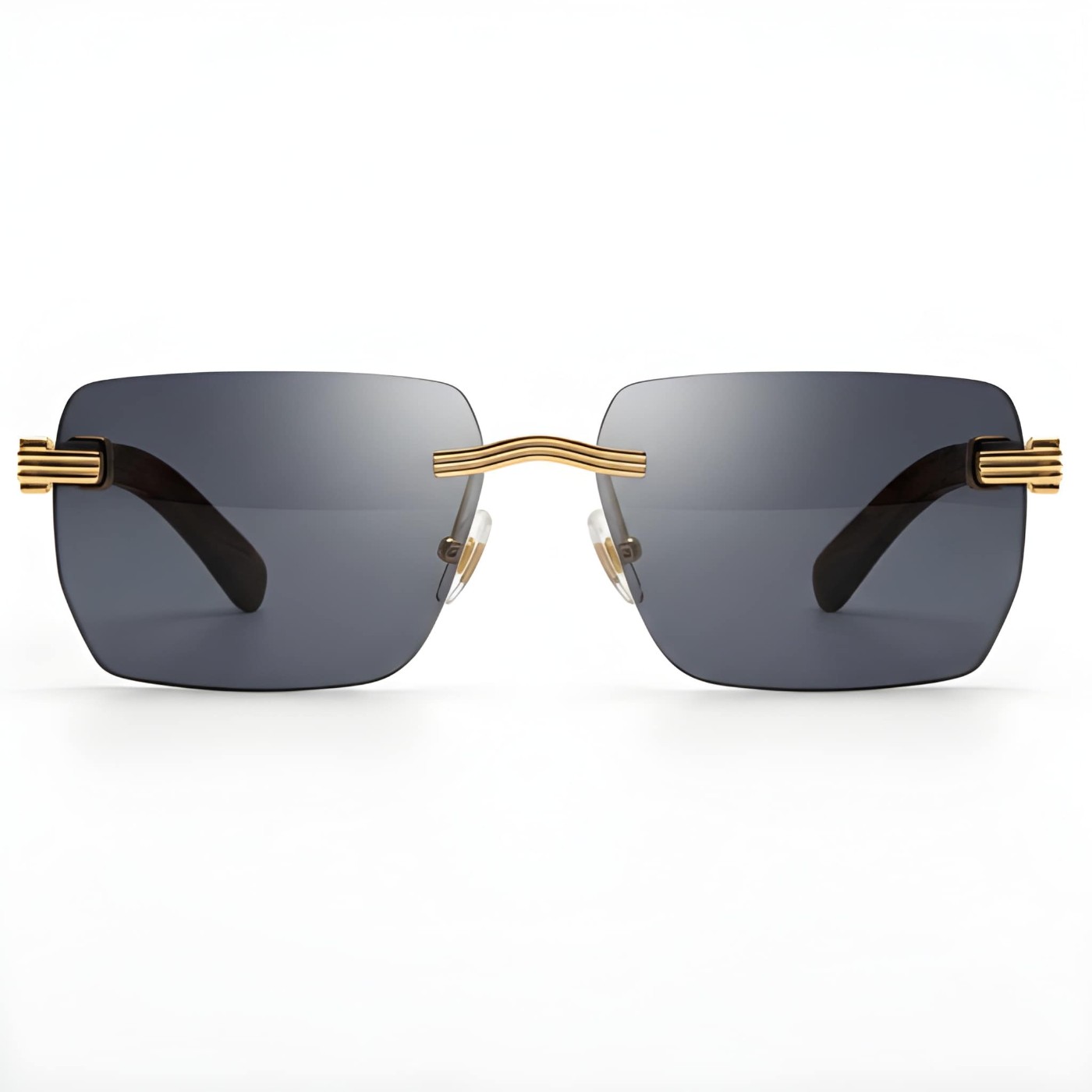 Rimless Square Sunglasses Black & Gold Luxury | NIGAH