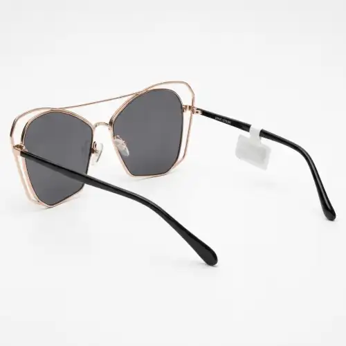 Rose Gold Oversized Sunglasses with Grey Lenses | Nigah - View 2