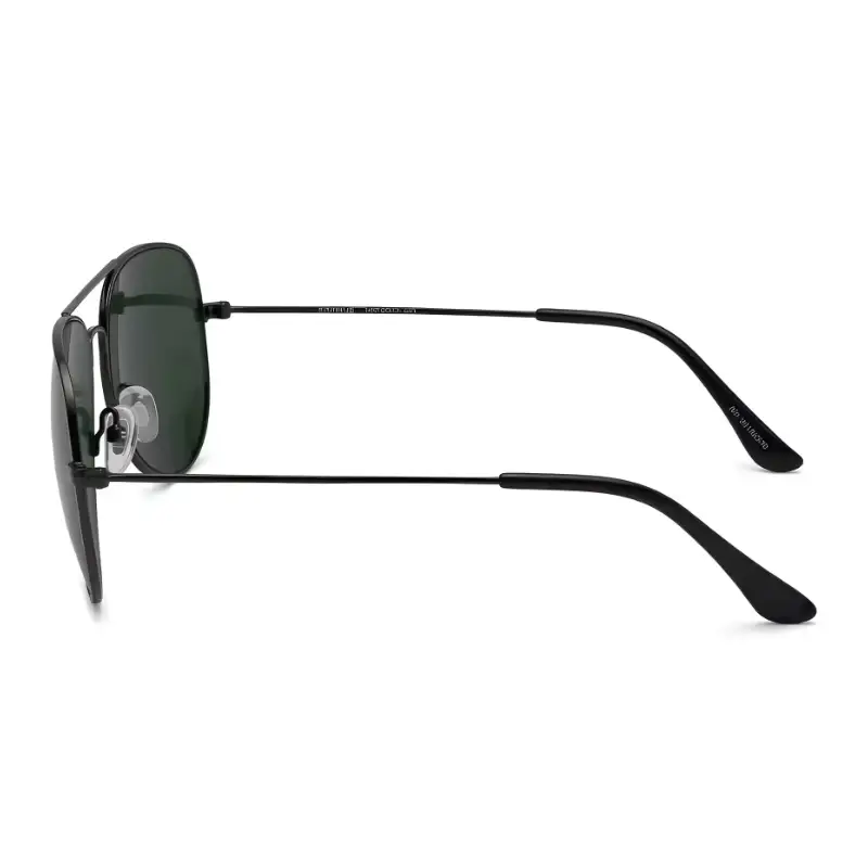 Unisex Black Aviator Sunglasses Green Lenses | Nigah - View 2