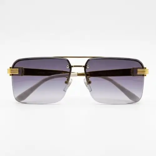 Rimless Gold Square Sunglasses with Gradient Lenses | Nigah - View 3