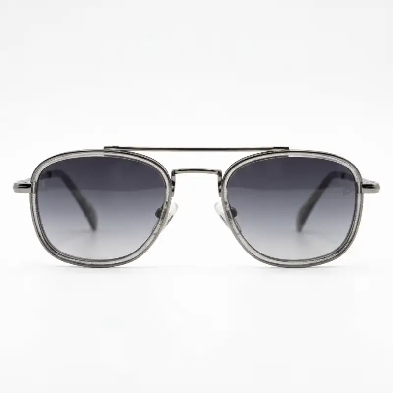 Silver Double Bridge Aviator Sunglasses | Clear Grey Frame | Nigah