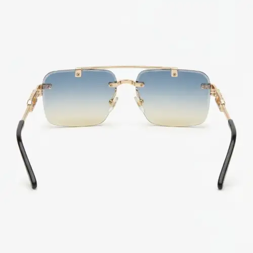 Rimless Gold Sunglasses with Blue Yellow Gradient Lenses | Premium Look | Nigah - View 2