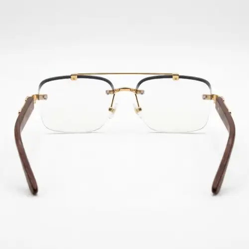 Rimless Gold Glasses with Brown Textured Arms | Nigah - View 2